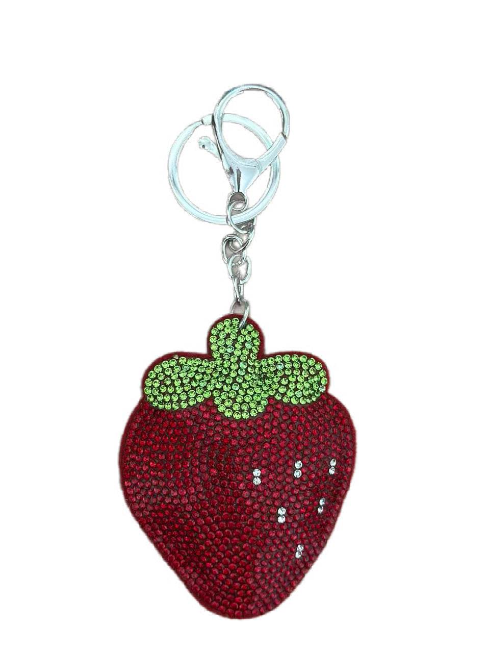 π Sparkling Strawberry Keychain β Crystal Rhinestone Fruit Charm - MODA ACCESSORIES