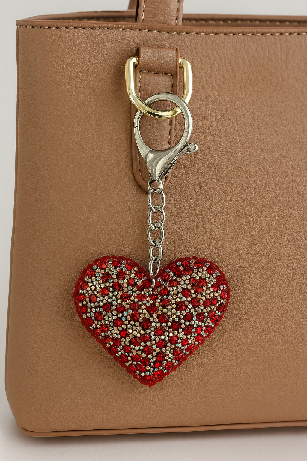 Sparkling Red Heart Rhinestone Keychain - MODA ACCESSORIES