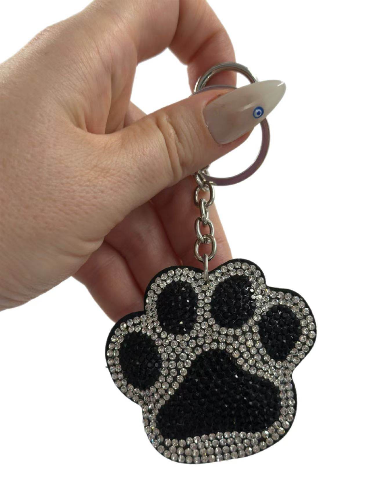πΎ Crystal Paw Keychain β Sparkling Rhinestone Pet Lover Bag Charm & Key Ring - MODA ACCESSORIES