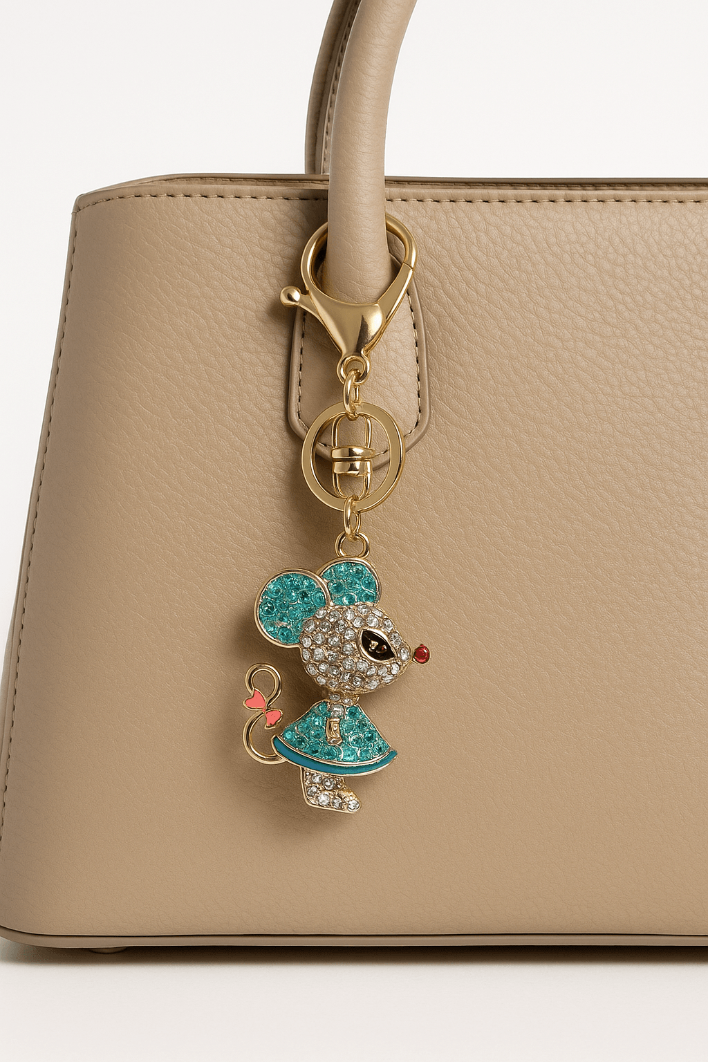 Crystal Mouse Keychain – Cute Rhinestone Cartoon Charm in Blue Dress - MODA ACCESSORIES
