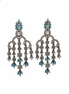 Antique Black & Turquoise Chandelier Earrings – Vintage Crystal Drop Earrings for Women