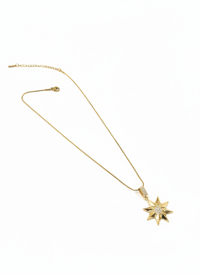 Gold North Star Necklace – Stainless Steel with Crystals | MODA Accessories