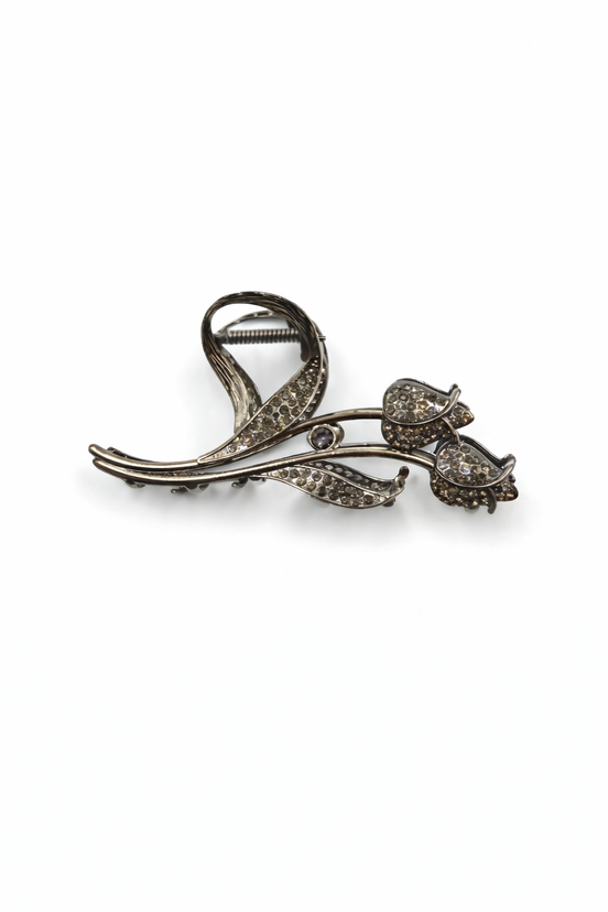 Vintage Floral Crystal Hair Claw Clip