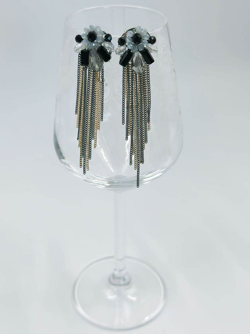 Elegant Floral Drop Earrings with Crystal Fringe - MODA ACCESSORIES