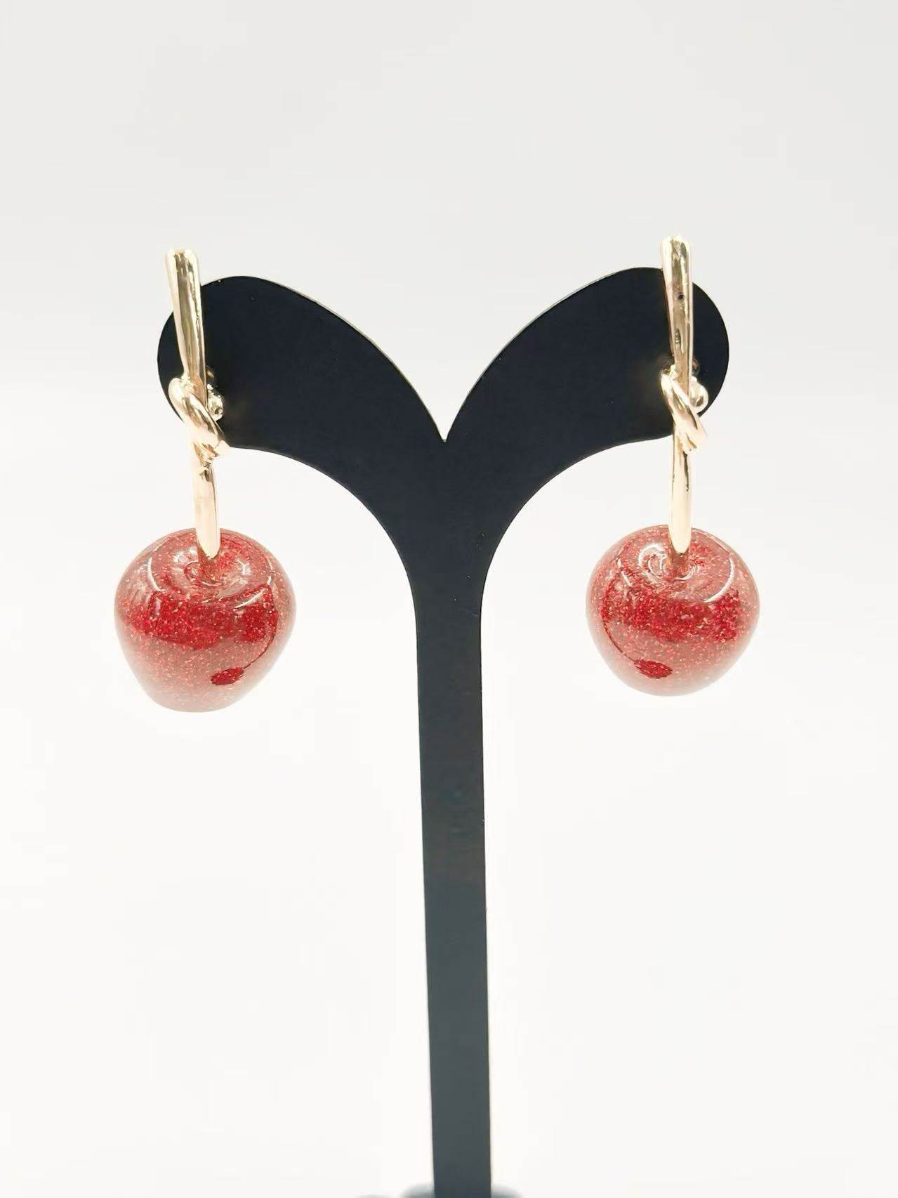 Sparkling Cherry Glass Earrings - MODA ACCESSORIES