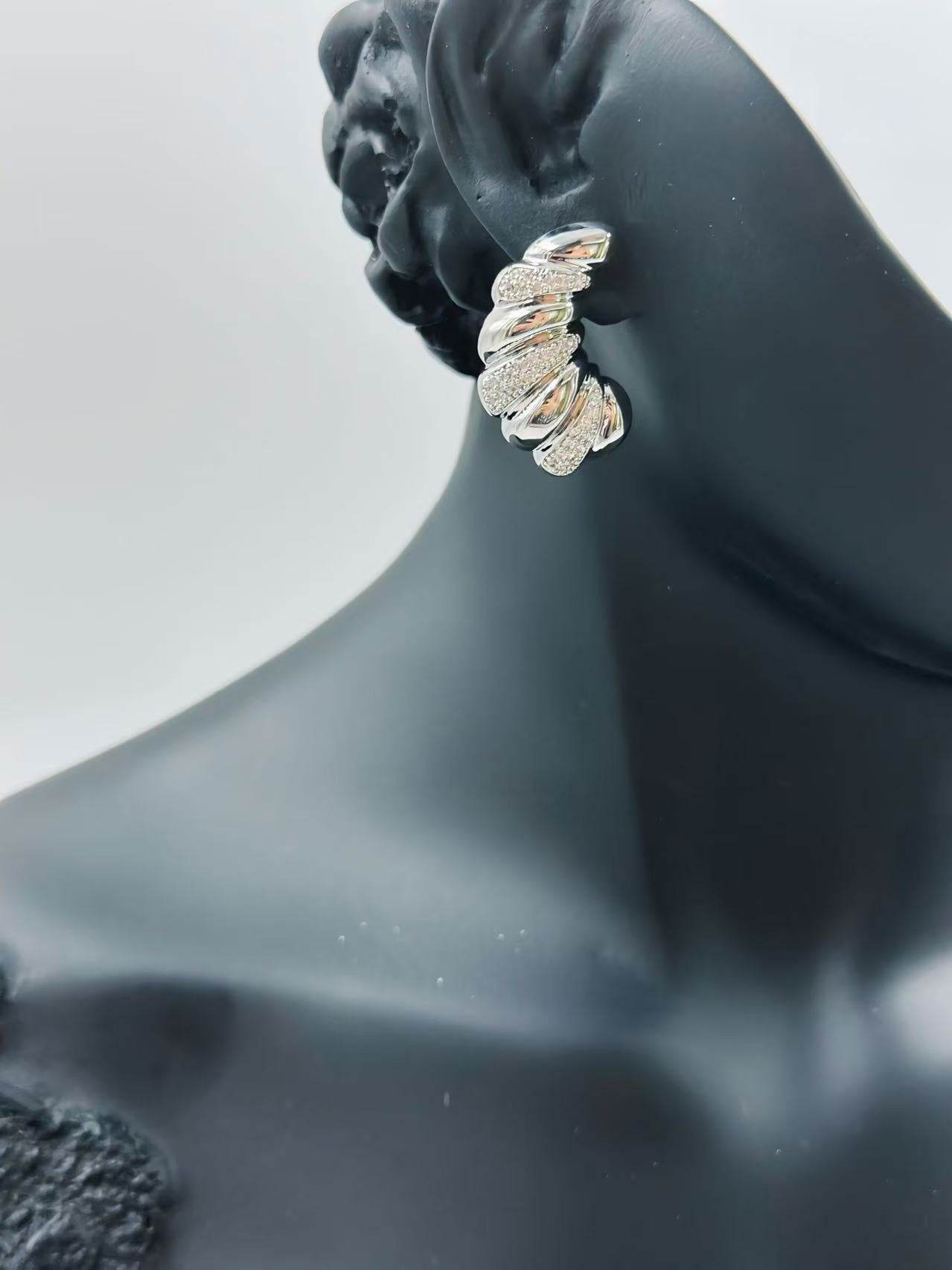 Furled Twist Sterling Silver-Tone Earrings - MODA ACCESSORIES