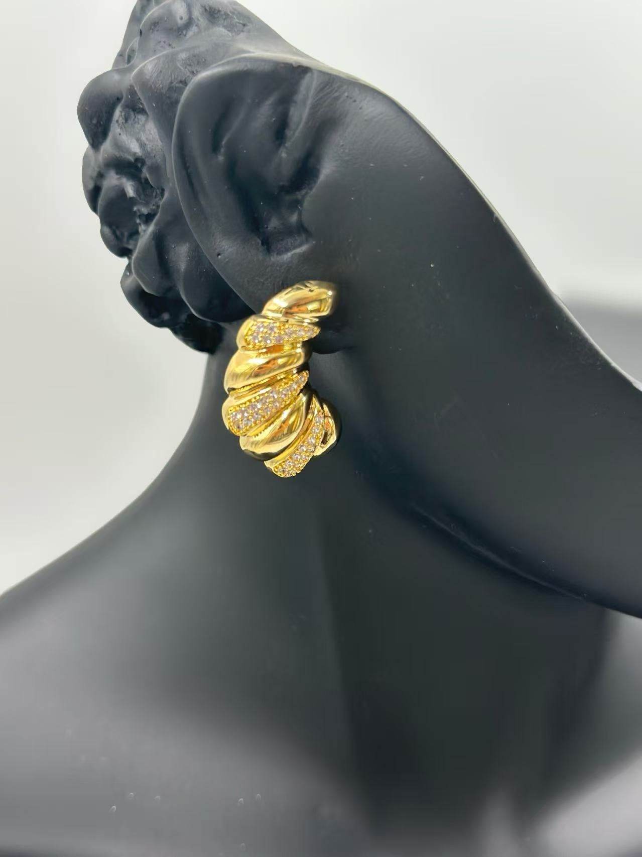 Furled Twist Sterling Gold-Tone Earrings - MODA ACCESSORIES