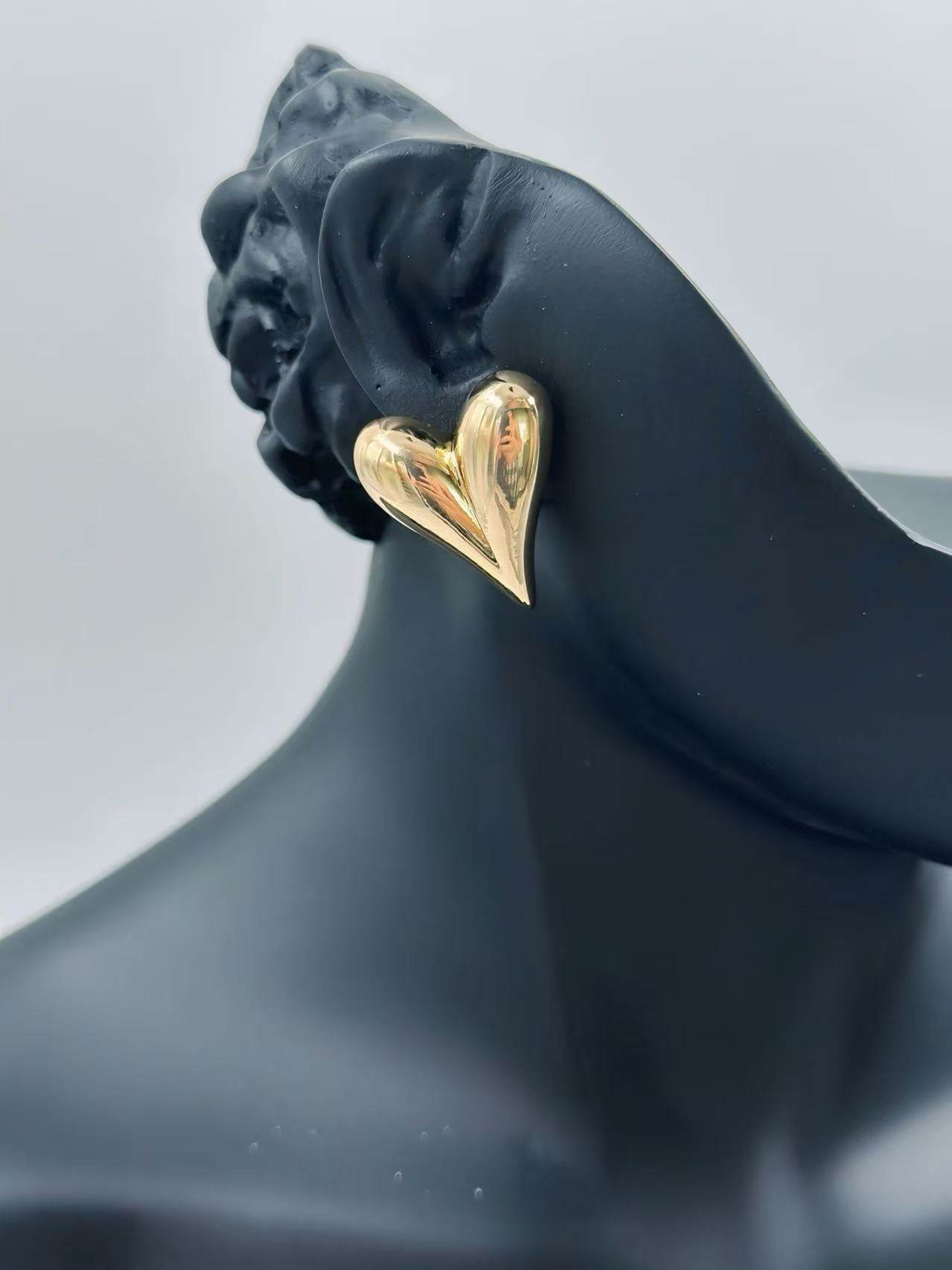 Golden-Tone Asymmetrical Heart Stud Earrings - MODA ACCESSORIES