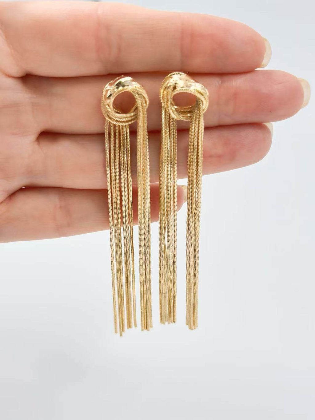 Gold Knot Tassel Statement Earrings - MODA ACCESSORIES