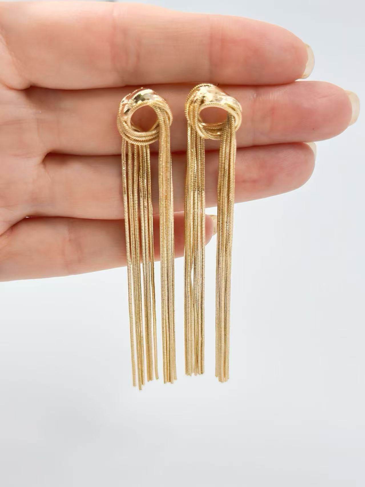 Gold Knot Tassel Statement Earrings - MODA ACCESSORIES
