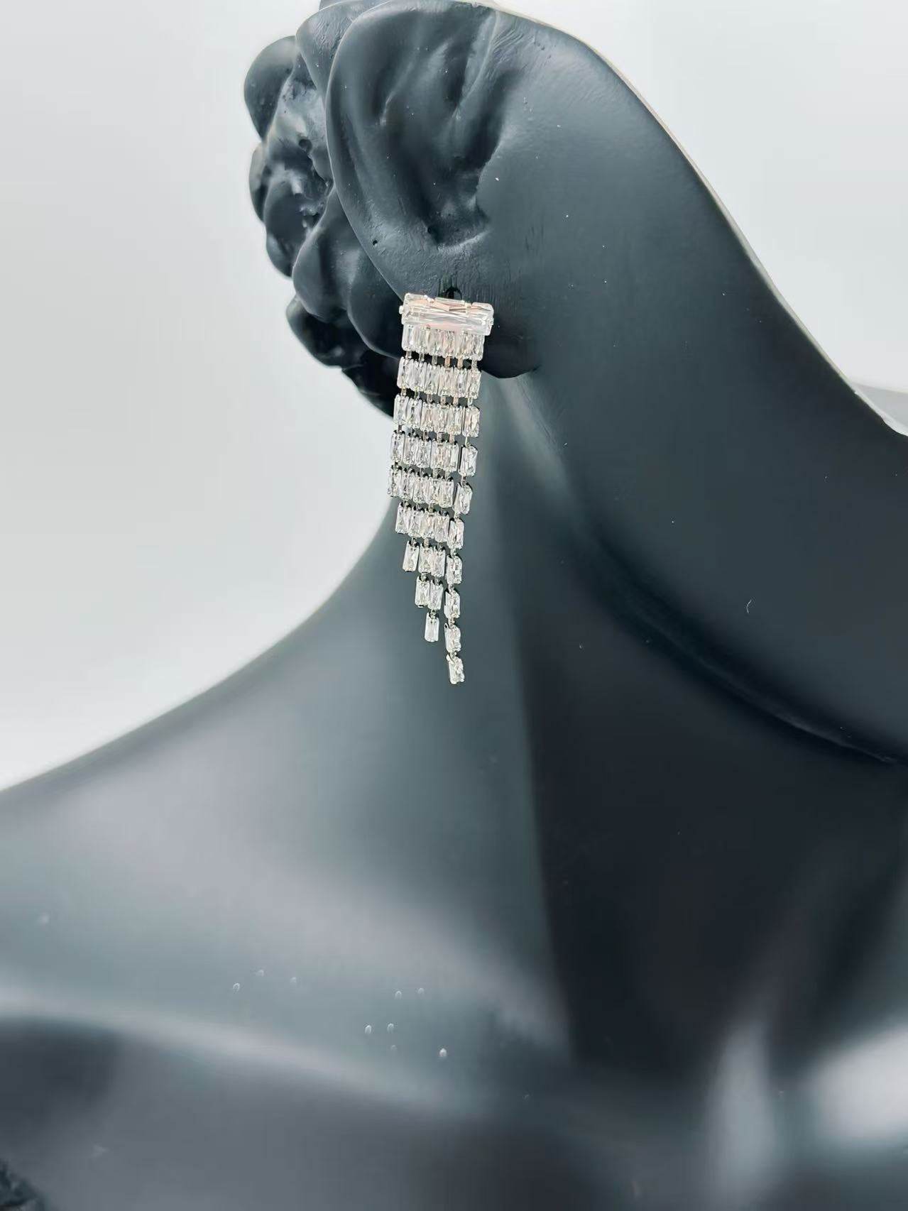 Silver-Tone Fringe Statement Earrings - MODA ACCESSORIES