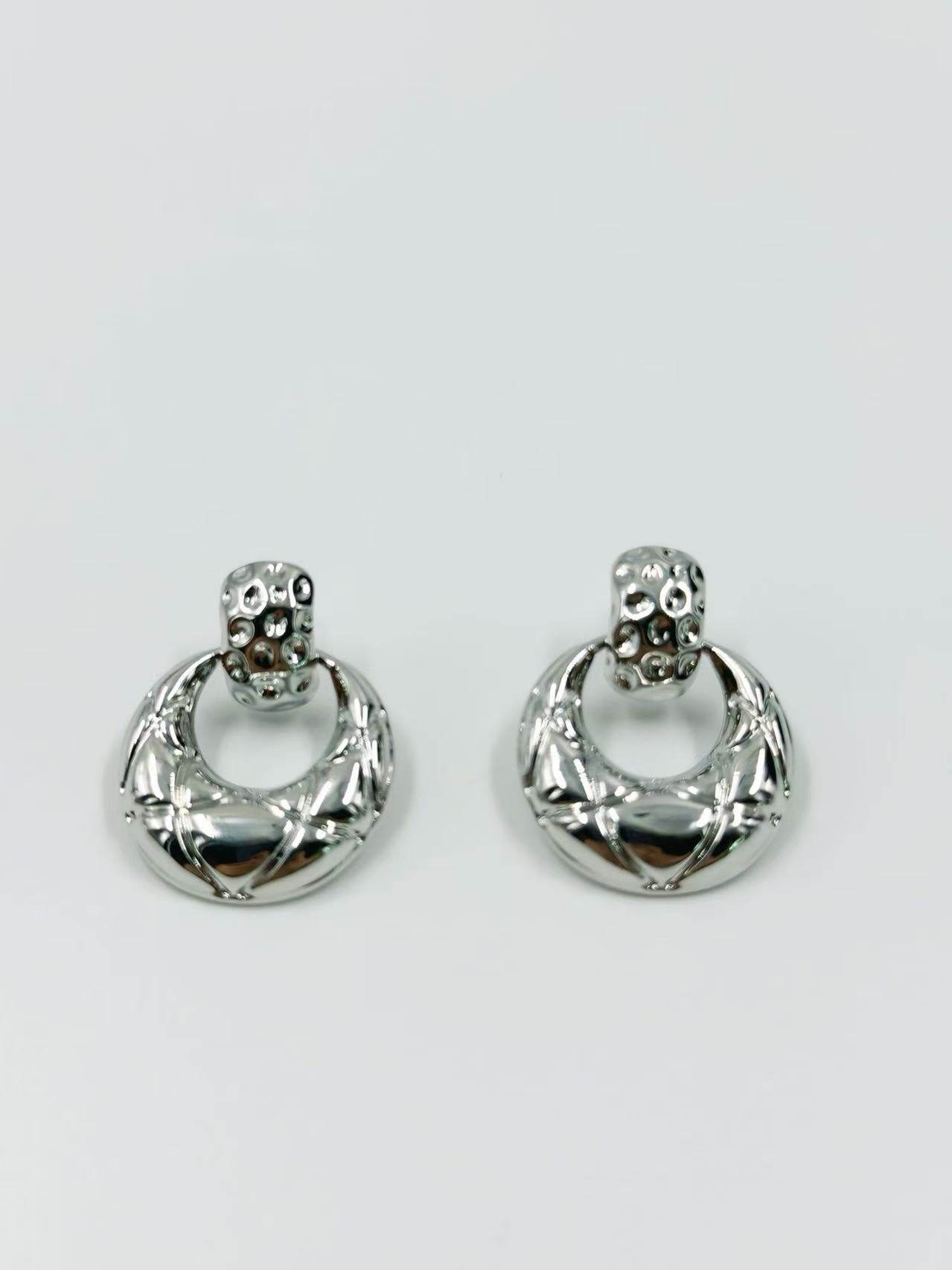 Polished Dome Earrings with Texture Accents - MODA ACCESSORIES