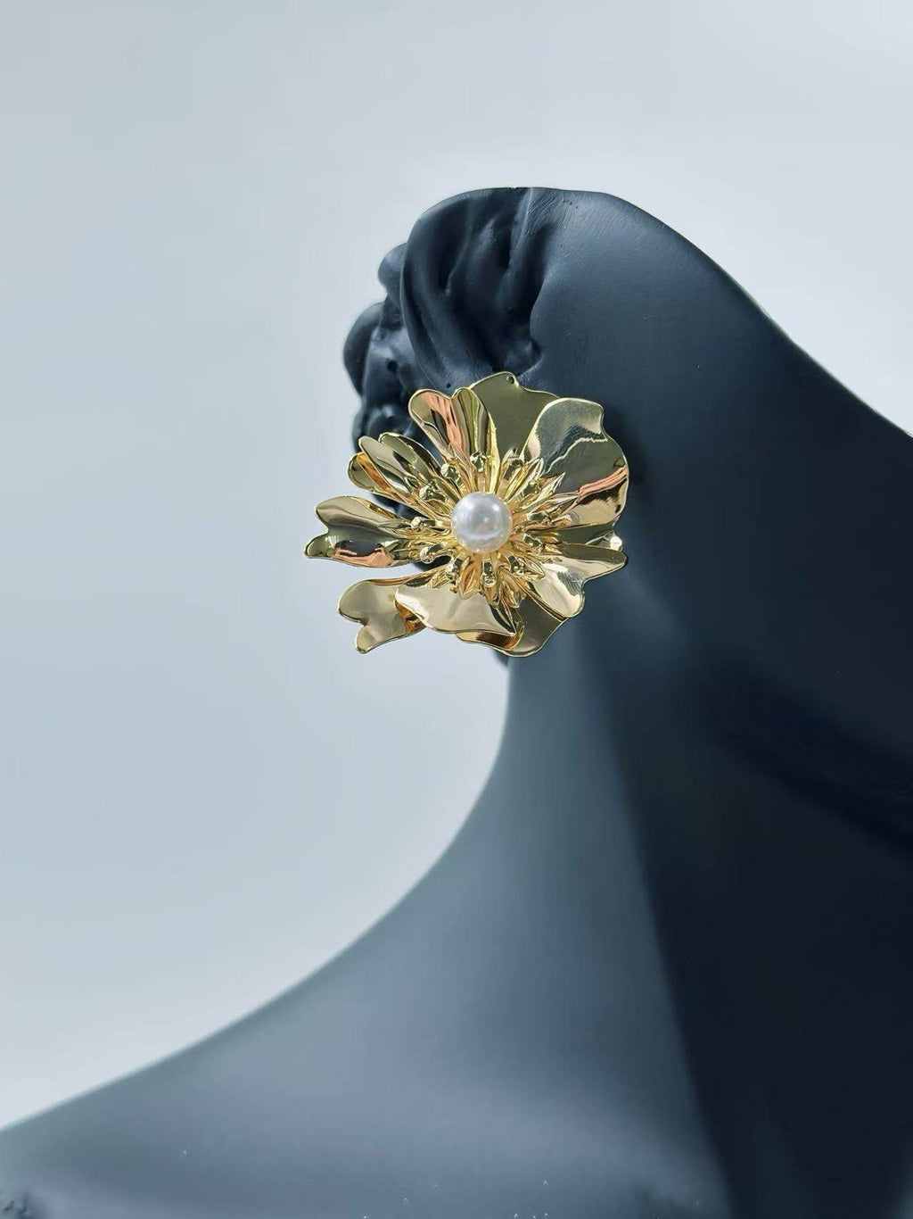 Gold-Tone Floral Statement Earrings - MODA ACCESSORIES