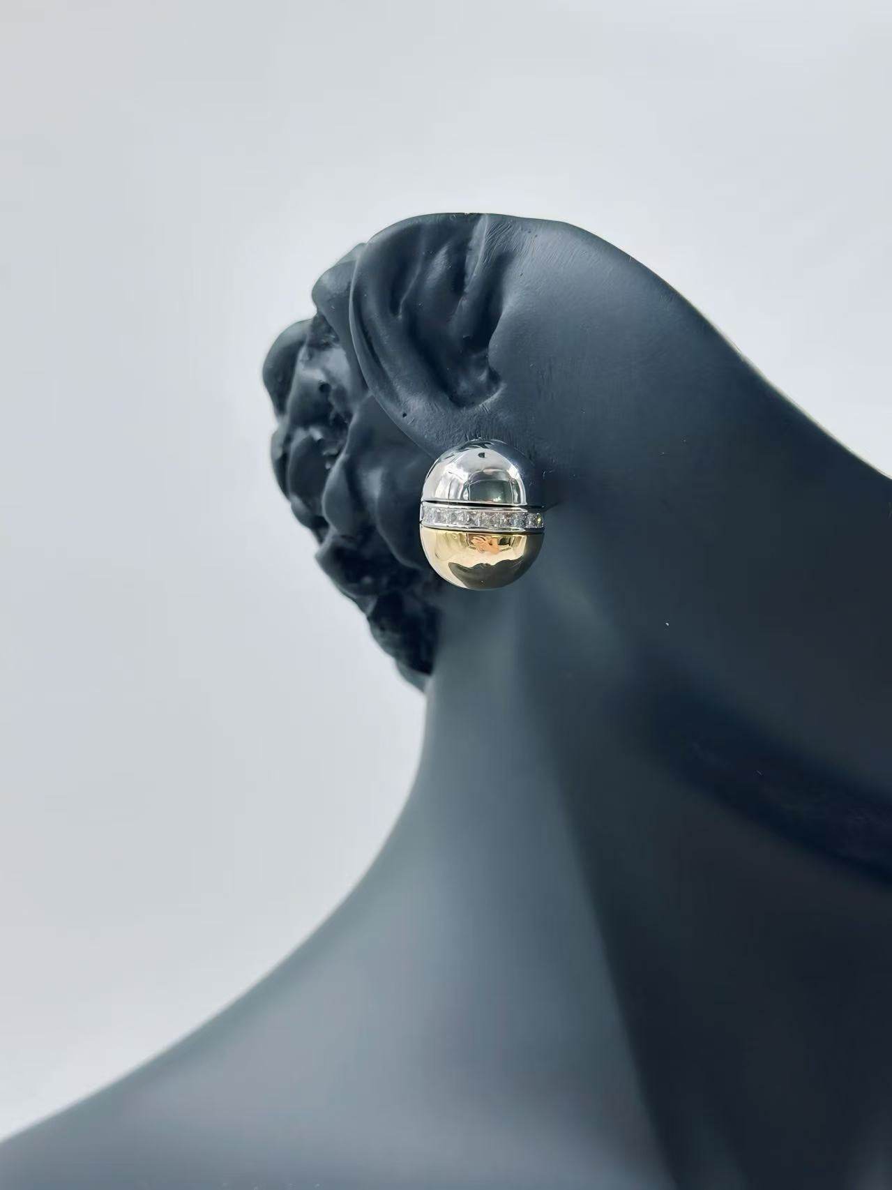 Sleek Half-Dome Two-Tone Stud Earrings - MODA ACCESSORIES