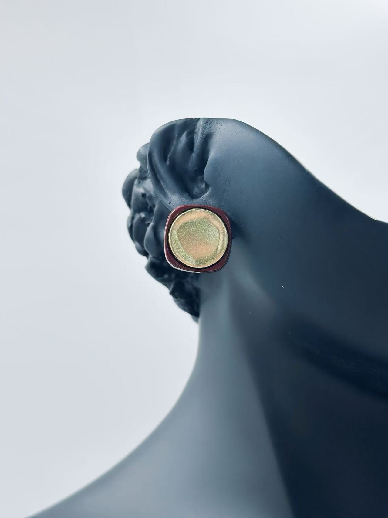 Modern Metallic Round Stud Earrings