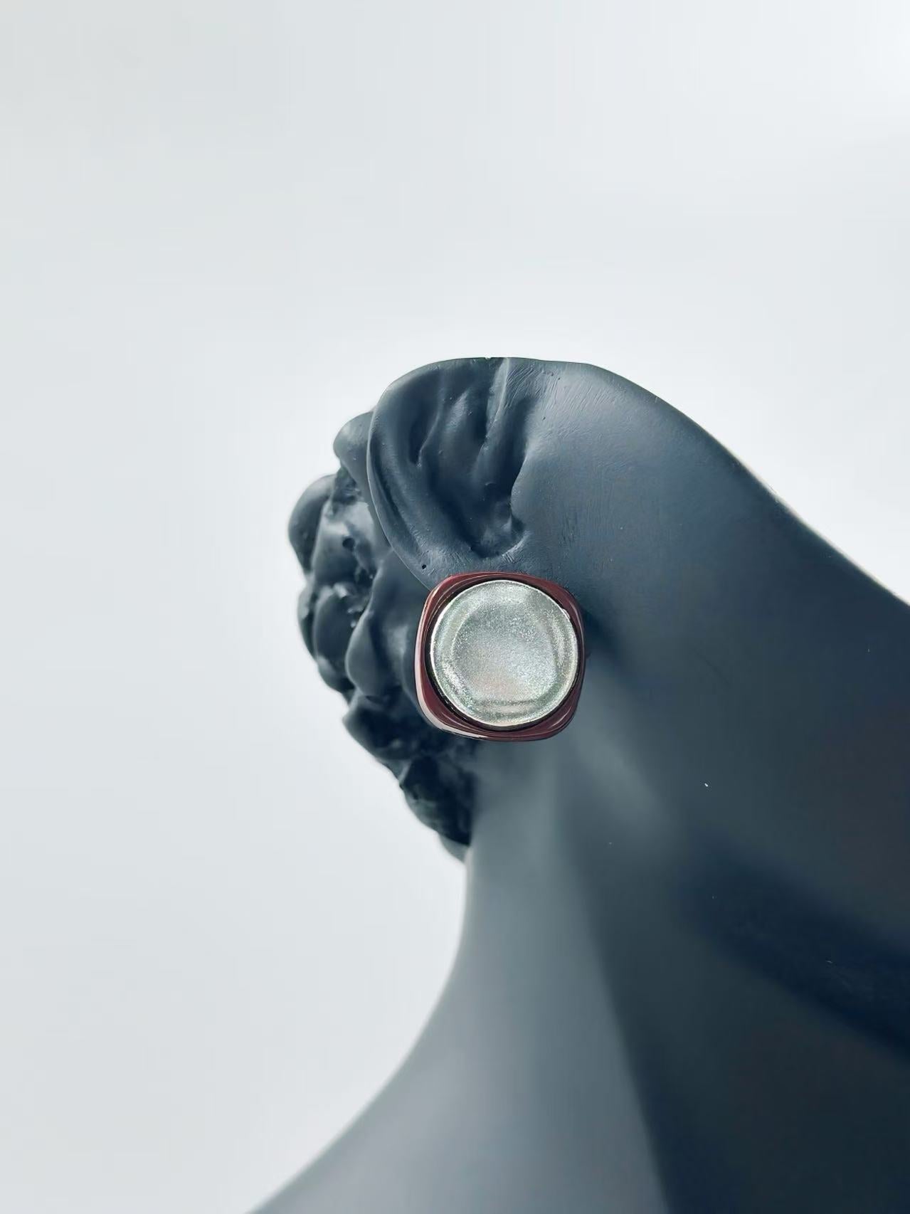 Modern Metallic Round Stud Earrings