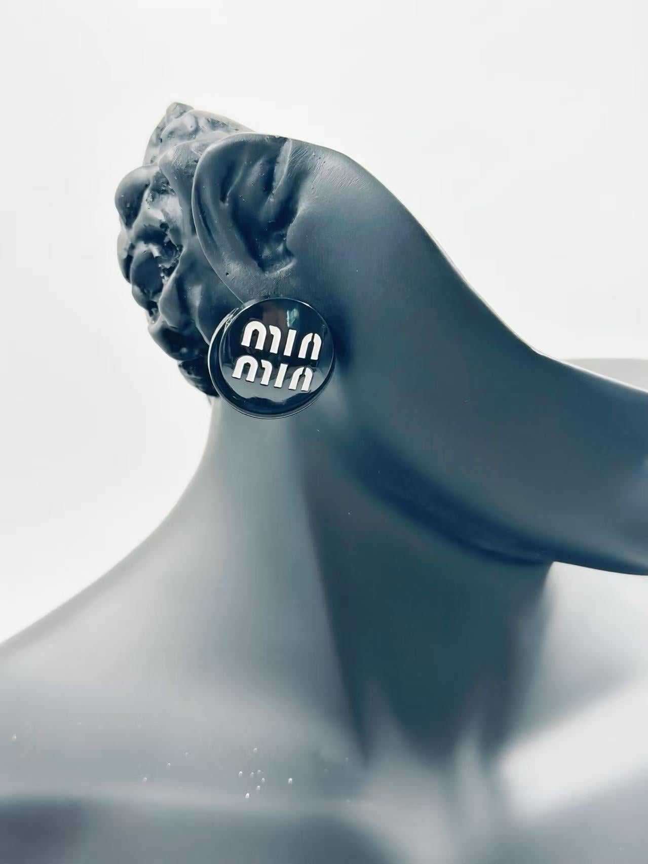 Minimalist Round Logo Stud Earrings β Black or Red