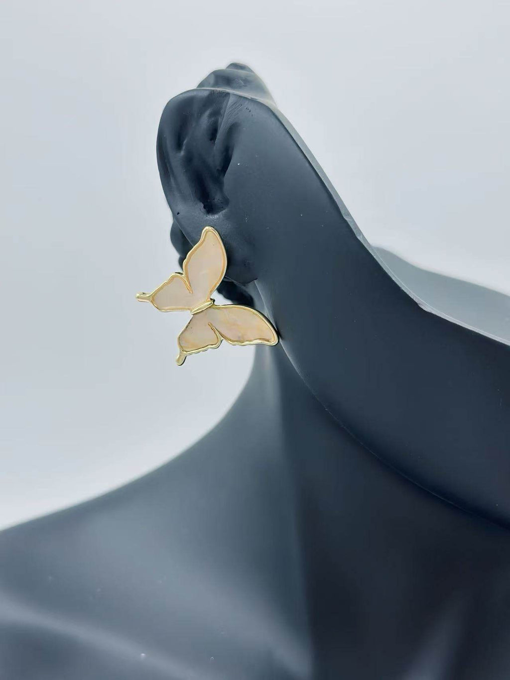 Iridescent Butterfly Wing Stud Earrings – Gold & Silver Tones - MODA ACCESSORIES