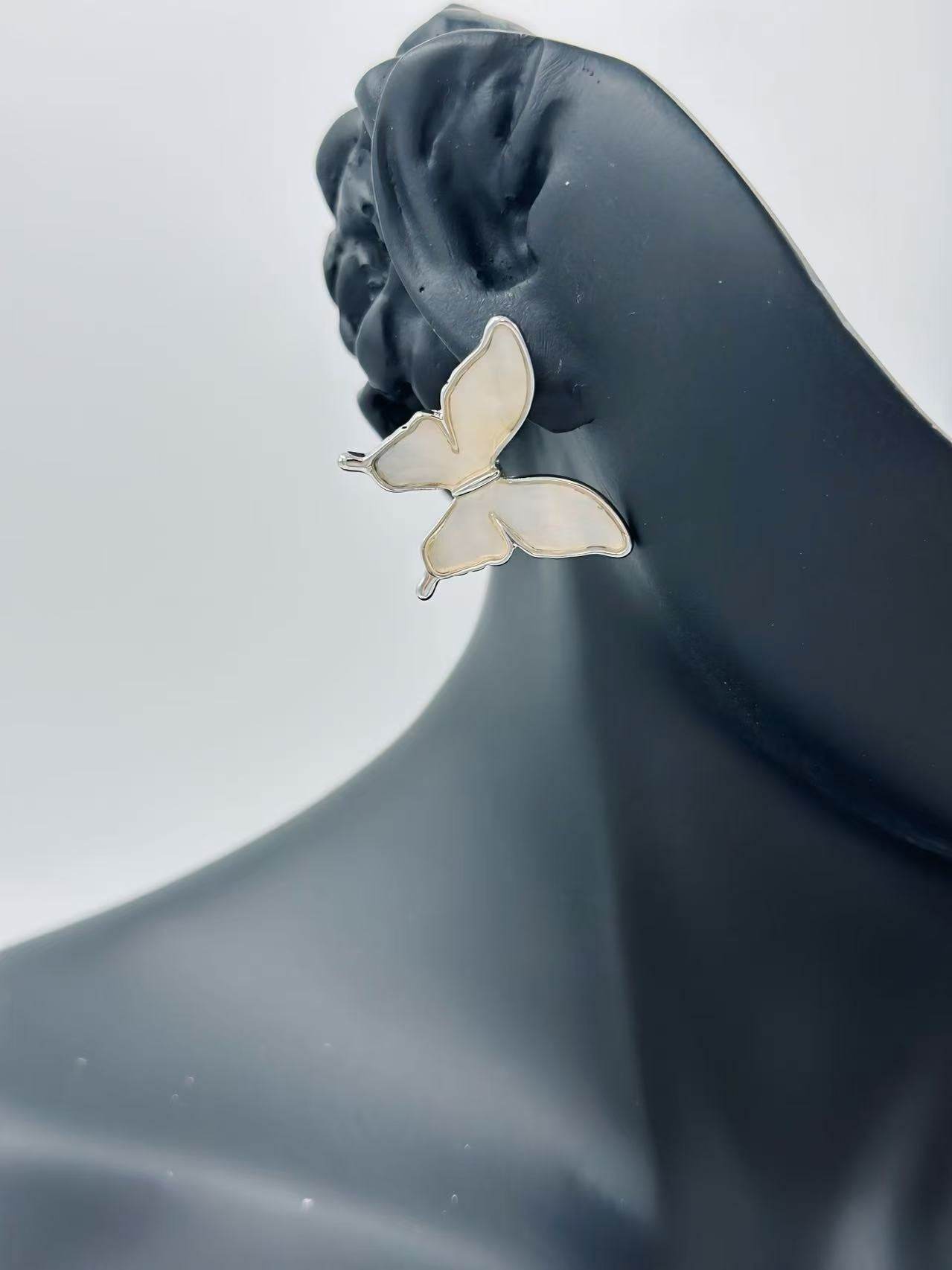 Iridescent Butterfly Wing Stud Earrings β Gold & Silver Tones - MODA ACCESSORIES