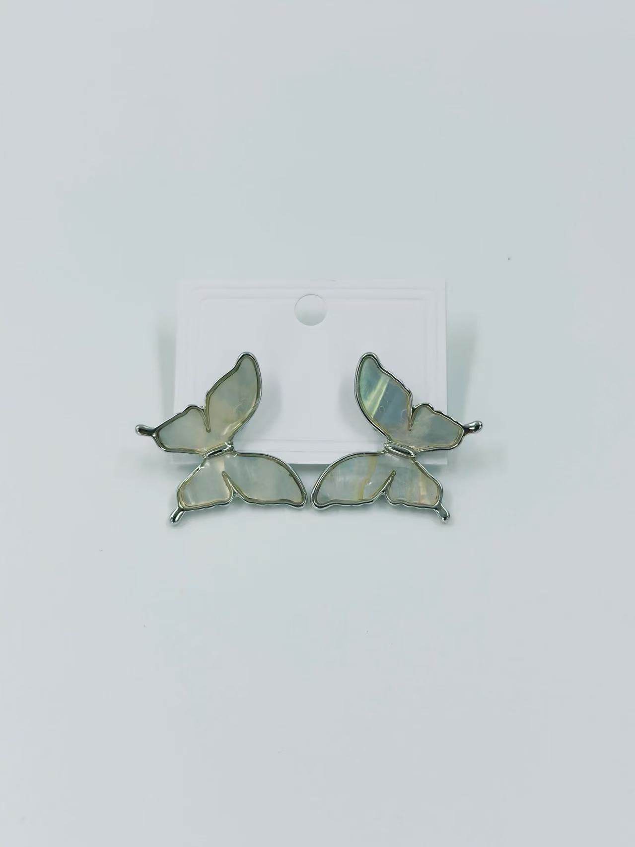 Iridescent Butterfly Wing Stud Earrings β Gold & Silver Tones - MODA ACCESSORIES