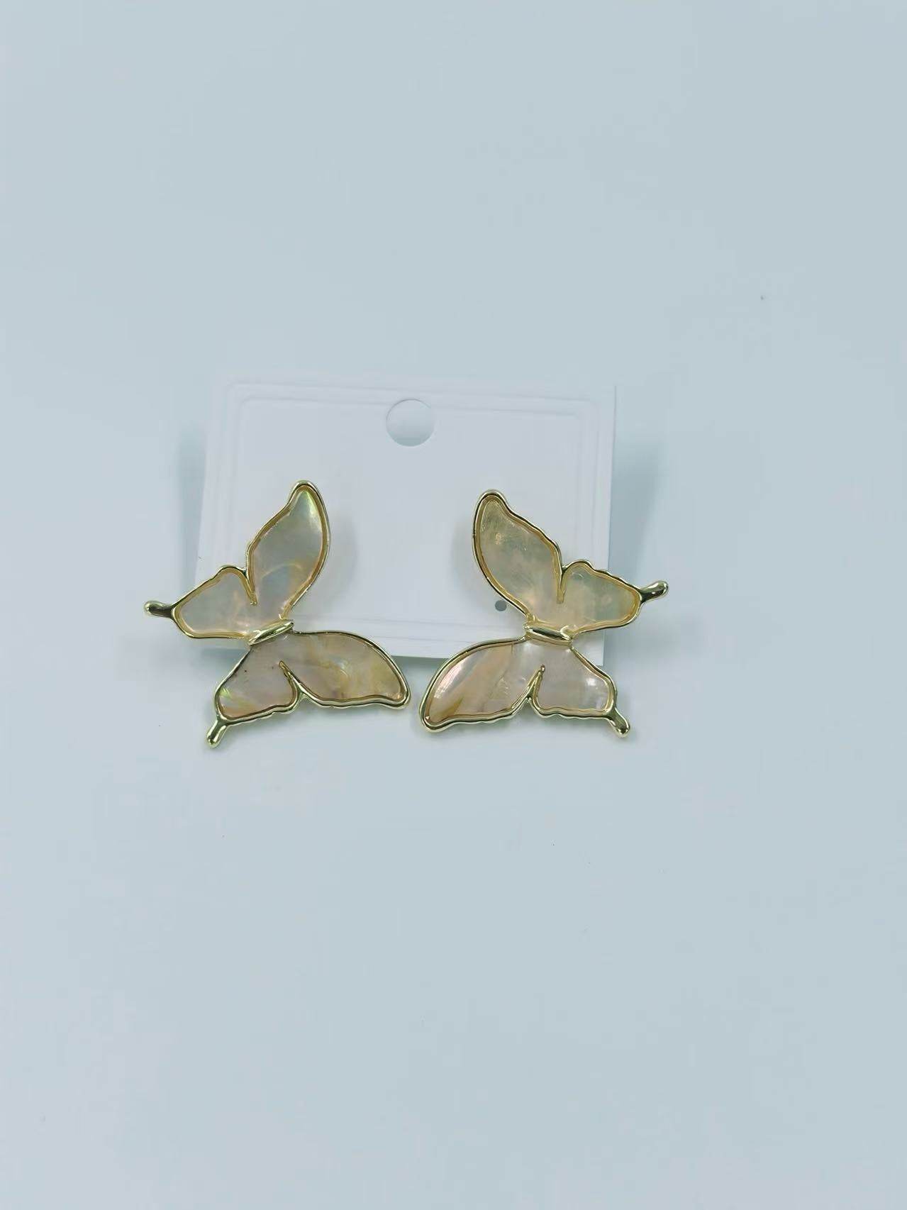 Iridescent Butterfly Wing Stud Earrings β Gold & Silver Tones - MODA ACCESSORIES