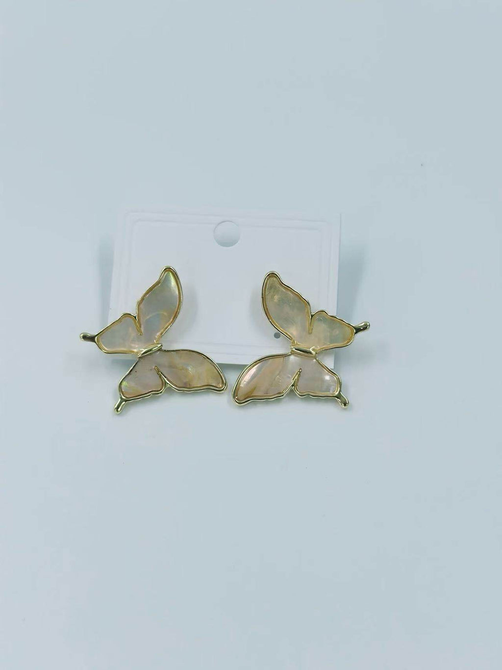 Iridescent Butterfly Wing Stud Earrings – Gold & Silver Tones - MODA ACCESSORIES