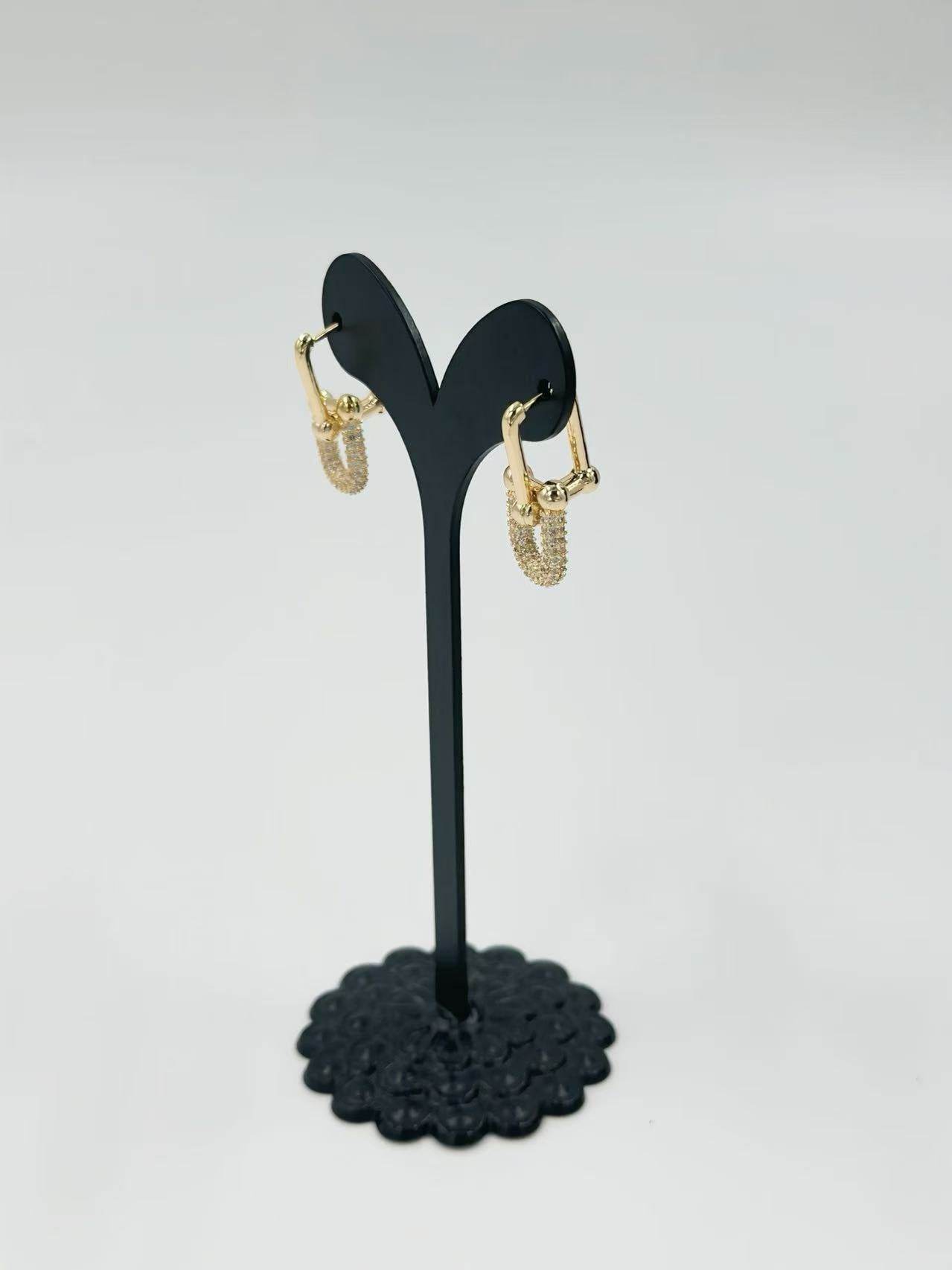 Elegant Gold-Tone U-Shaped Drop Earrings - MODA ACCESSORIES