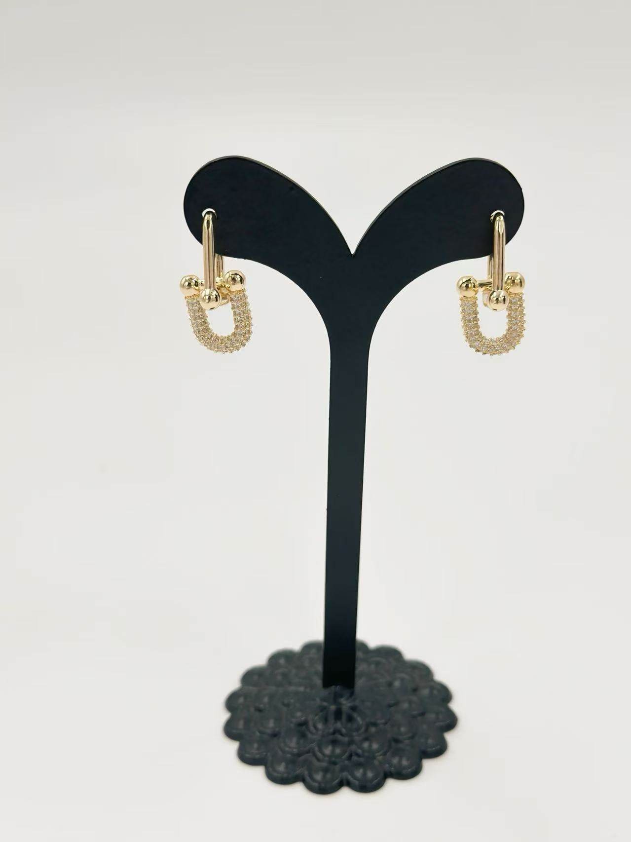 Elegant Gold-Tone U-Shaped Drop Earrings - MODA ACCESSORIES