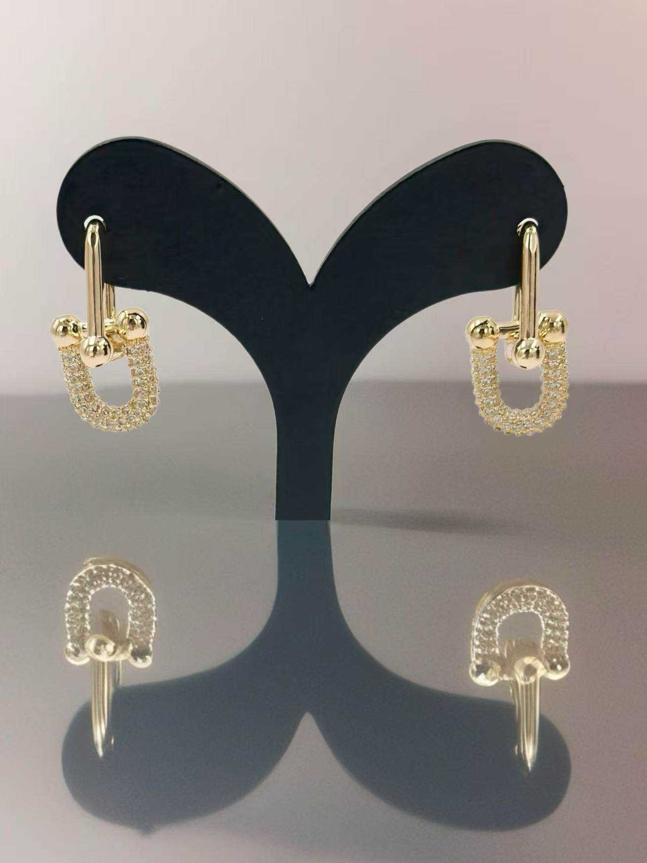 Elegant Gold-Tone U-Shaped Drop Earrings - MODA ACCESSORIES