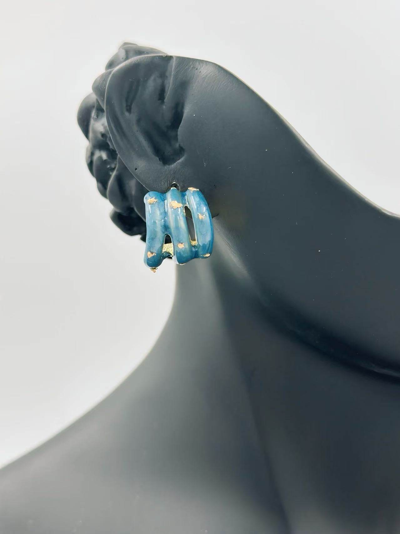 Triple Twist Chunky Stud Earrings β Multicolor Set - MODA ACCESSORIES