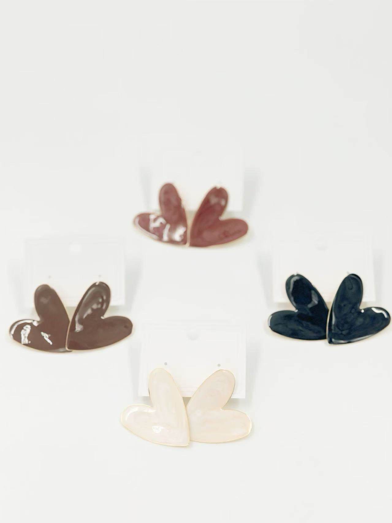 Glossy Asymmetrical Heart Stud Earrings β Multicolor Collection - MODA ACCESSORIES
