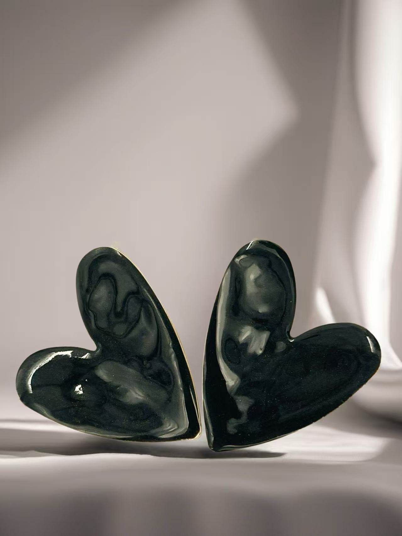 Glossy Asymmetrical Heart Stud Earrings β Multicolor Collection - MODA ACCESSORIES