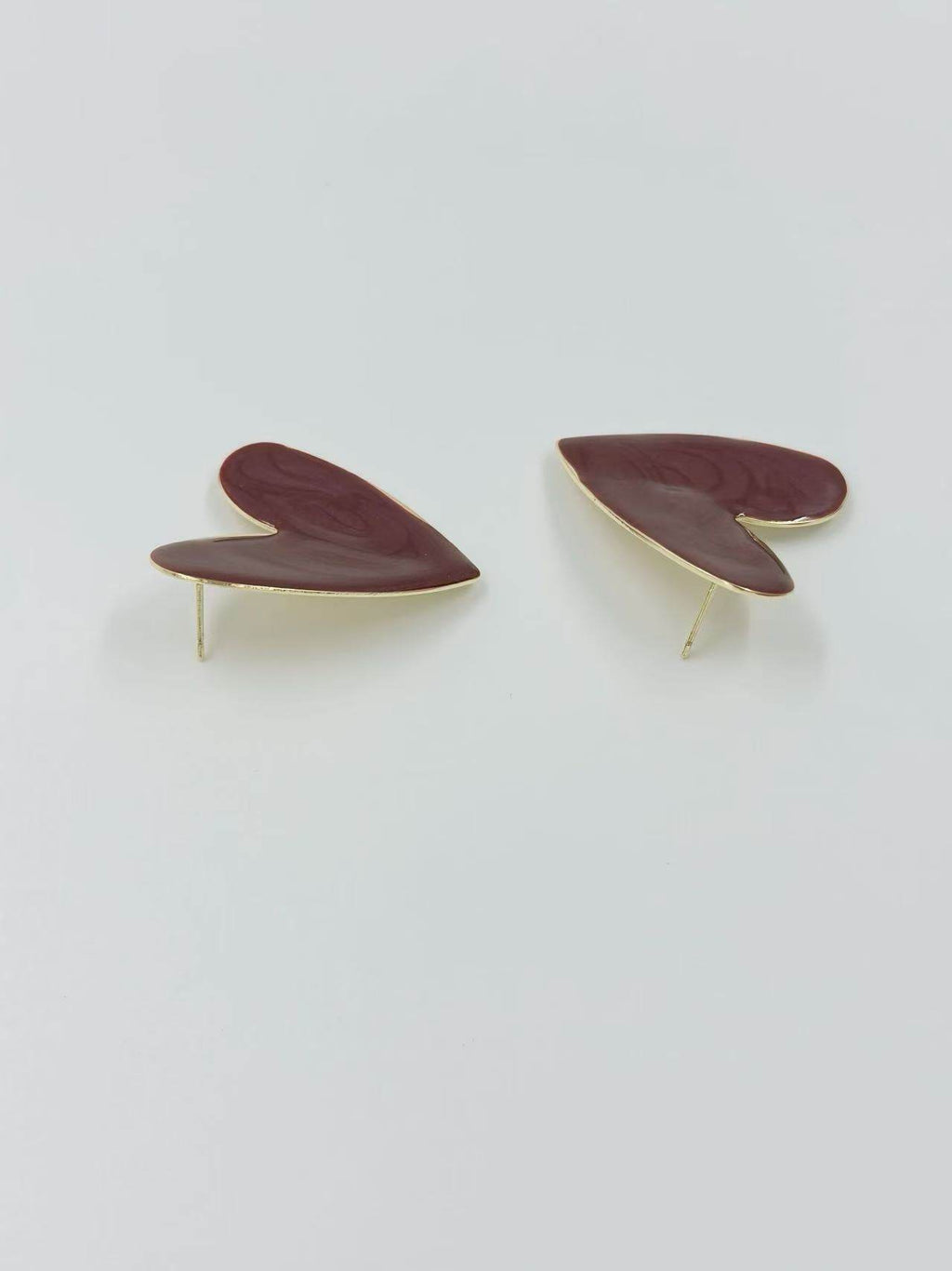 Glossy Asymmetrical Heart Stud Earrings – Multicolor Collection - MODA ACCESSORIES