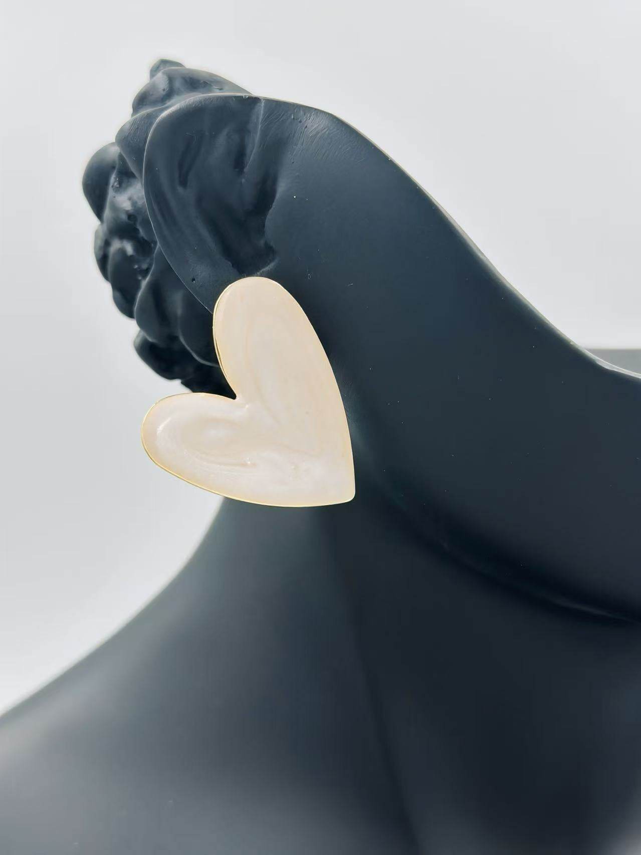 Glossy Asymmetrical Heart Stud Earrings β Multicolor Collection - MODA ACCESSORIES