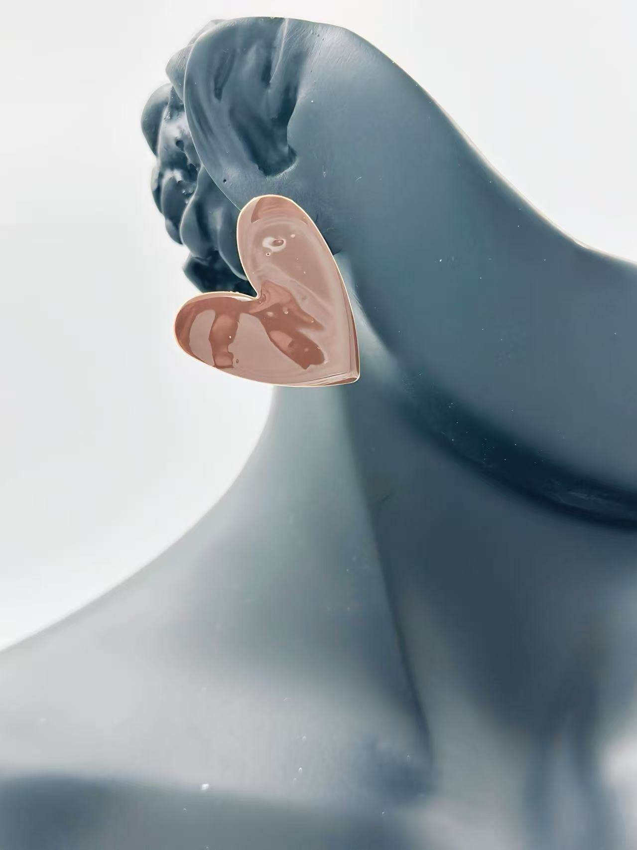 Glossy Asymmetrical Heart Stud Earrings β Multicolor Collection - MODA ACCESSORIES