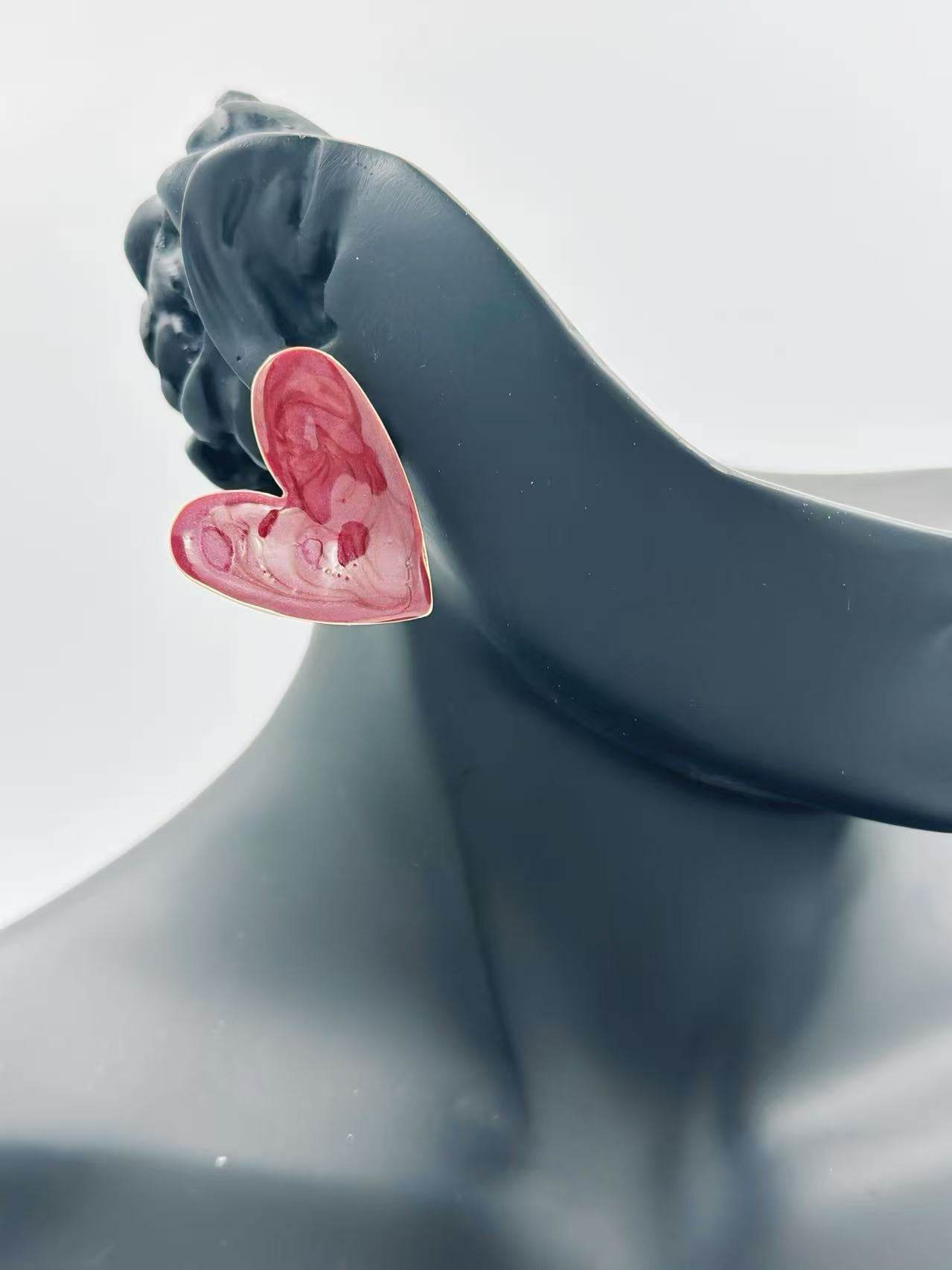 Glossy Asymmetrical Heart Stud Earrings β Multicolor Collection - MODA ACCESSORIES