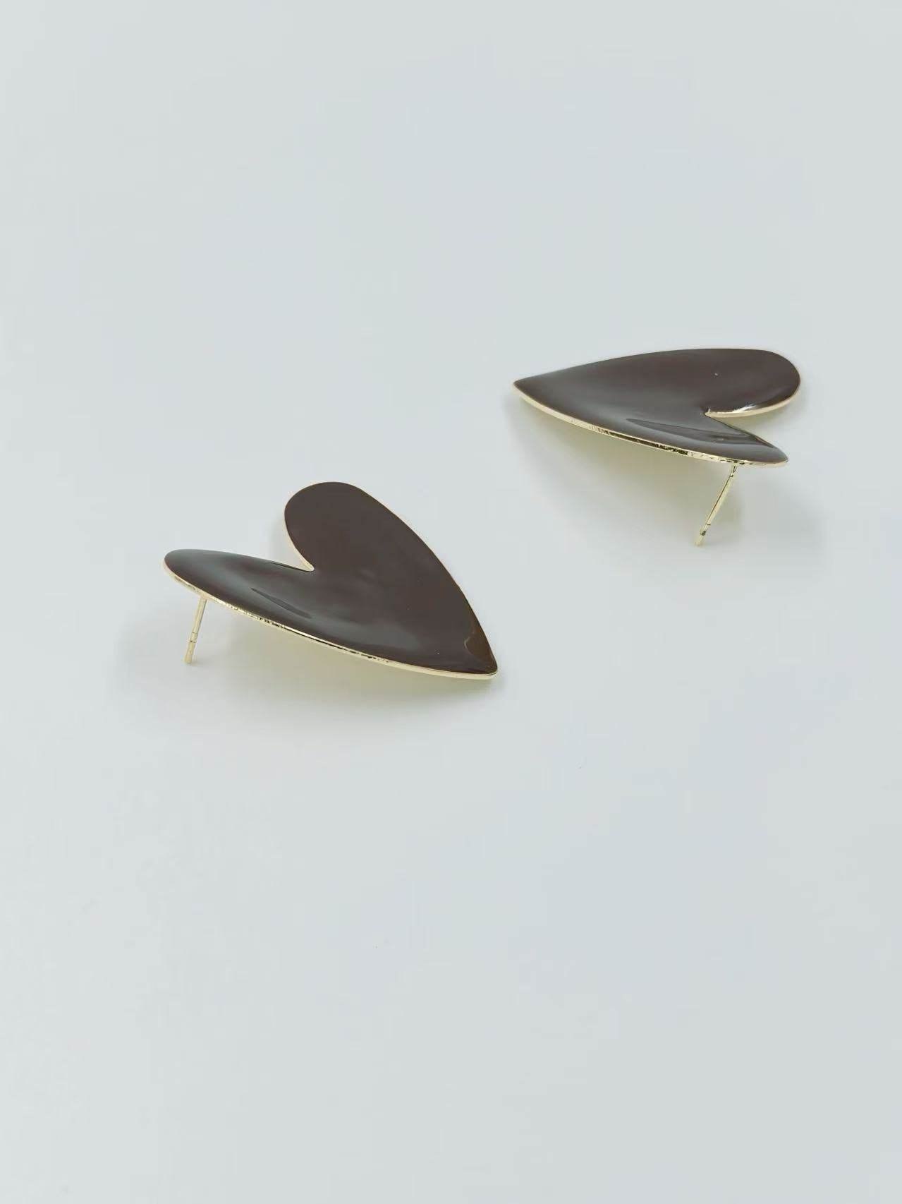 Glossy Asymmetrical Heart Stud Earrings β Multicolor Collection - MODA ACCESSORIES