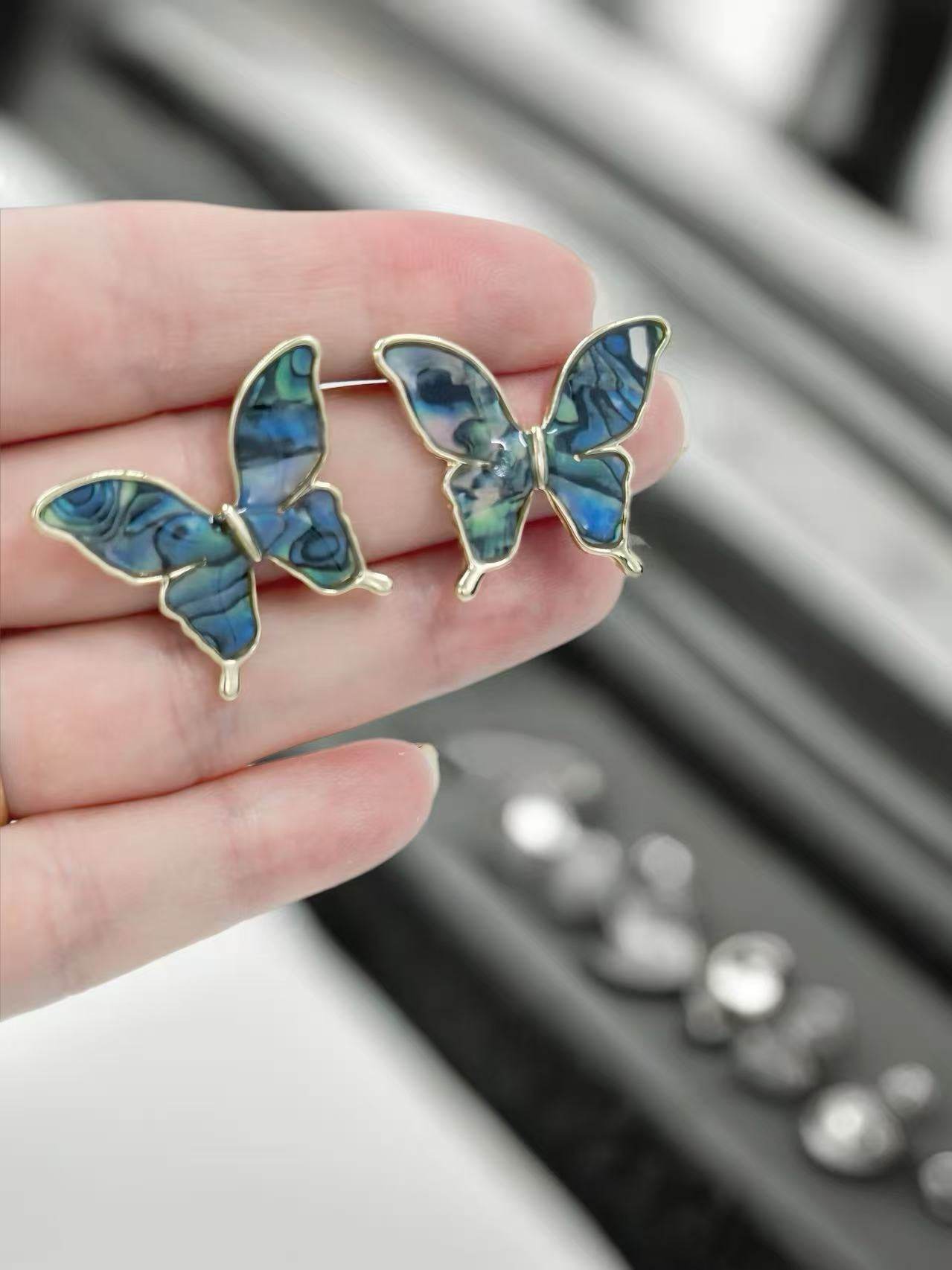 Butterfly Stud Earrings – Gold & Silver Frames - MODA ACCESSORIES