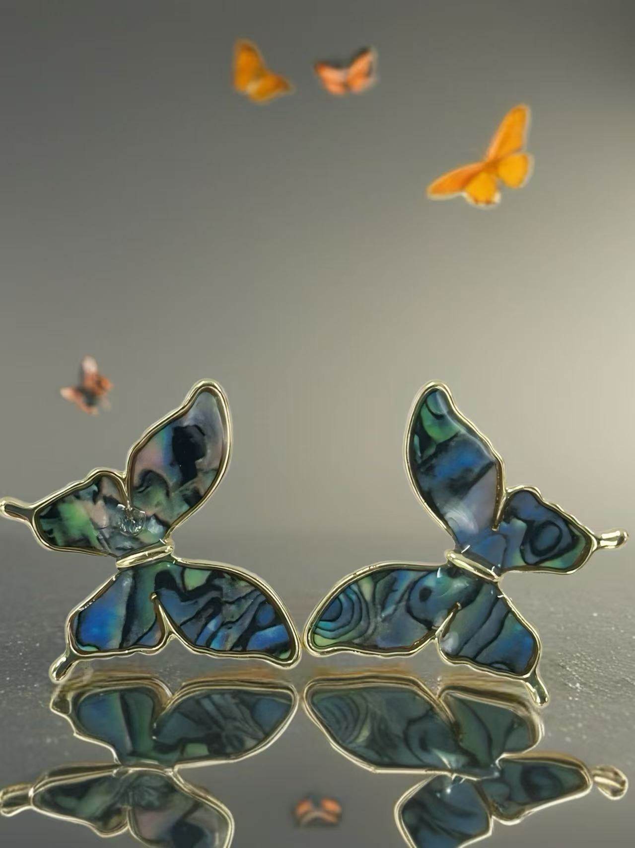 Butterfly Stud Earrings – Gold & Silver Frames - MODA ACCESSORIES