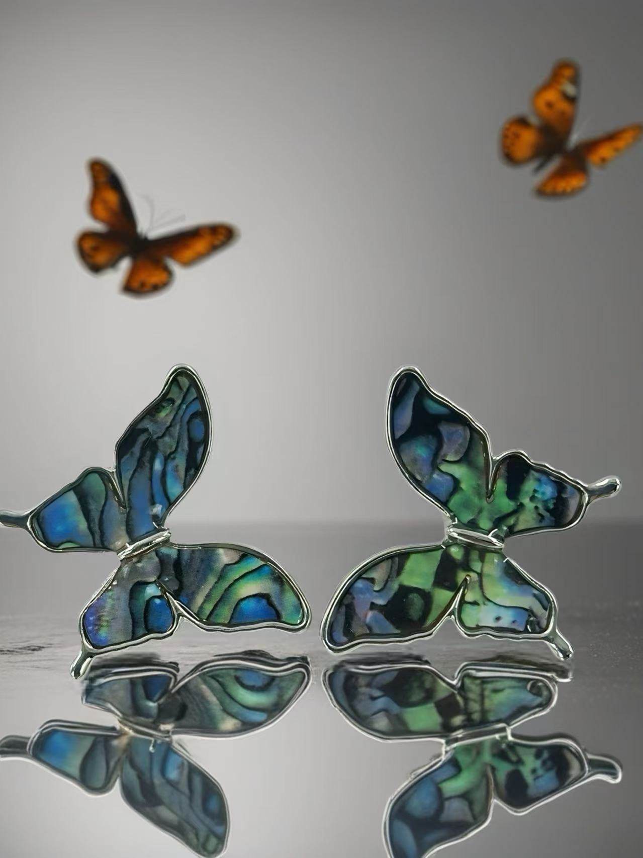 Butterfly Stud Earrings – Gold & Silver Frames - MODA ACCESSORIES