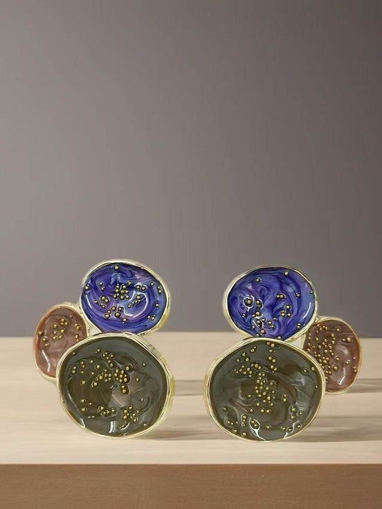 Abstract Multi-Disc Enamel Stud Earrings – Galaxy Swirl Collection - MODA ACCESSORIES
