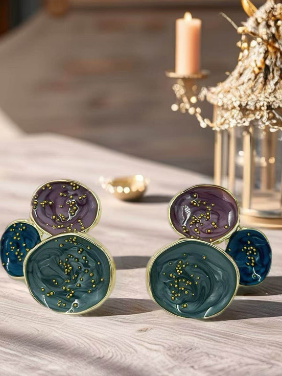 Abstract Multi-Disc Enamel Stud Earrings – Galaxy Swirl Collection - MODA ACCESSORIES
