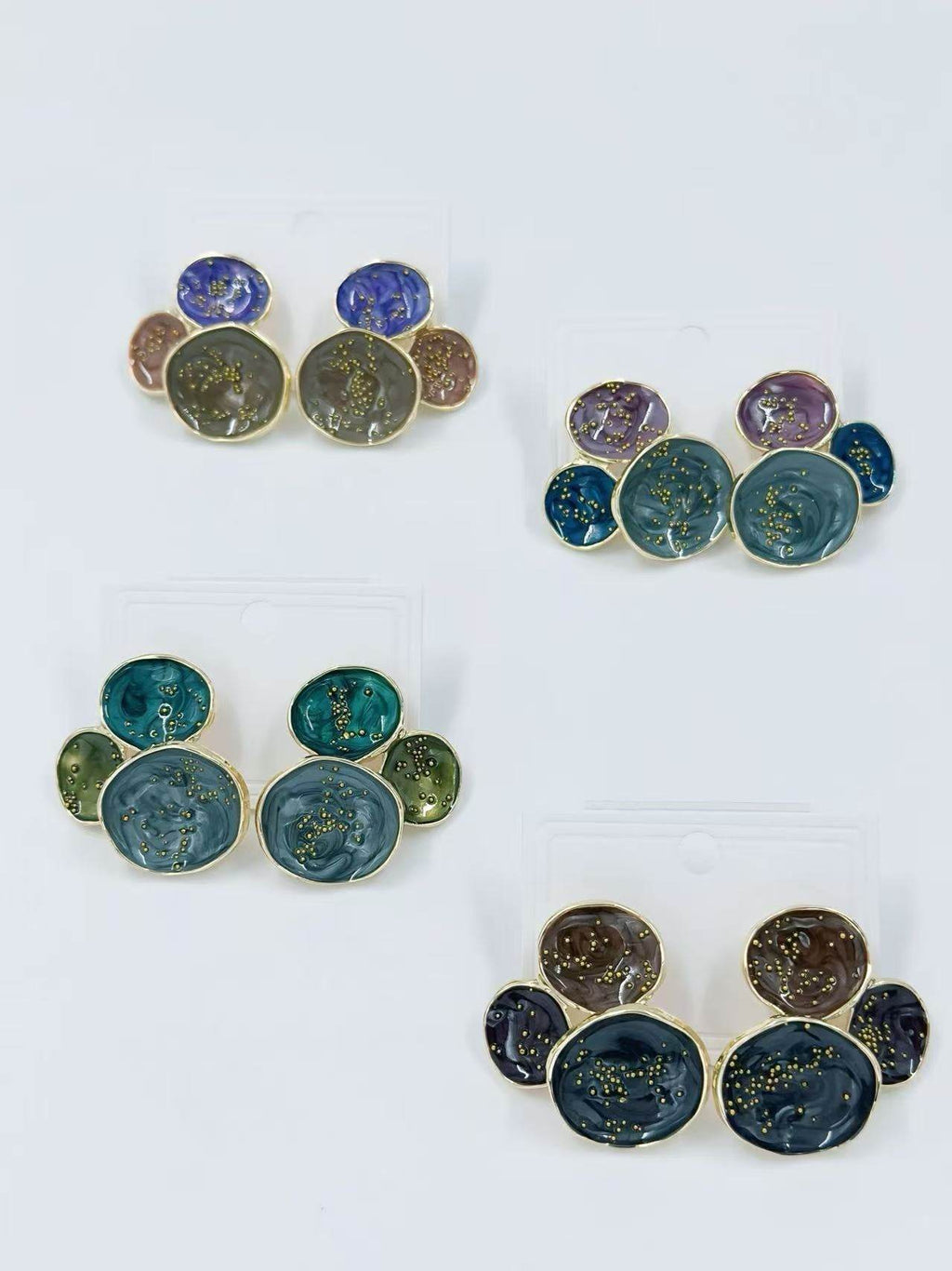 Abstract Multi-Disc Enamel Stud Earrings – Galaxy Swirl Collection - MODA ACCESSORIES