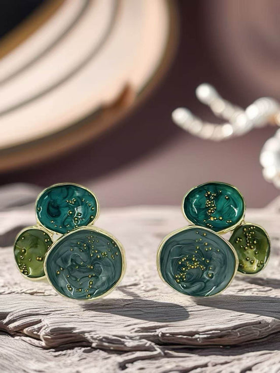 Abstract Multi-Disc Enamel Stud Earrings – Galaxy Swirl Collection - MODA ACCESSORIES