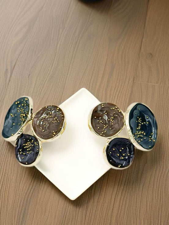 Abstract Multi-Disc Enamel Stud Earrings – Galaxy Swirl Collection - MODA ACCESSORIES