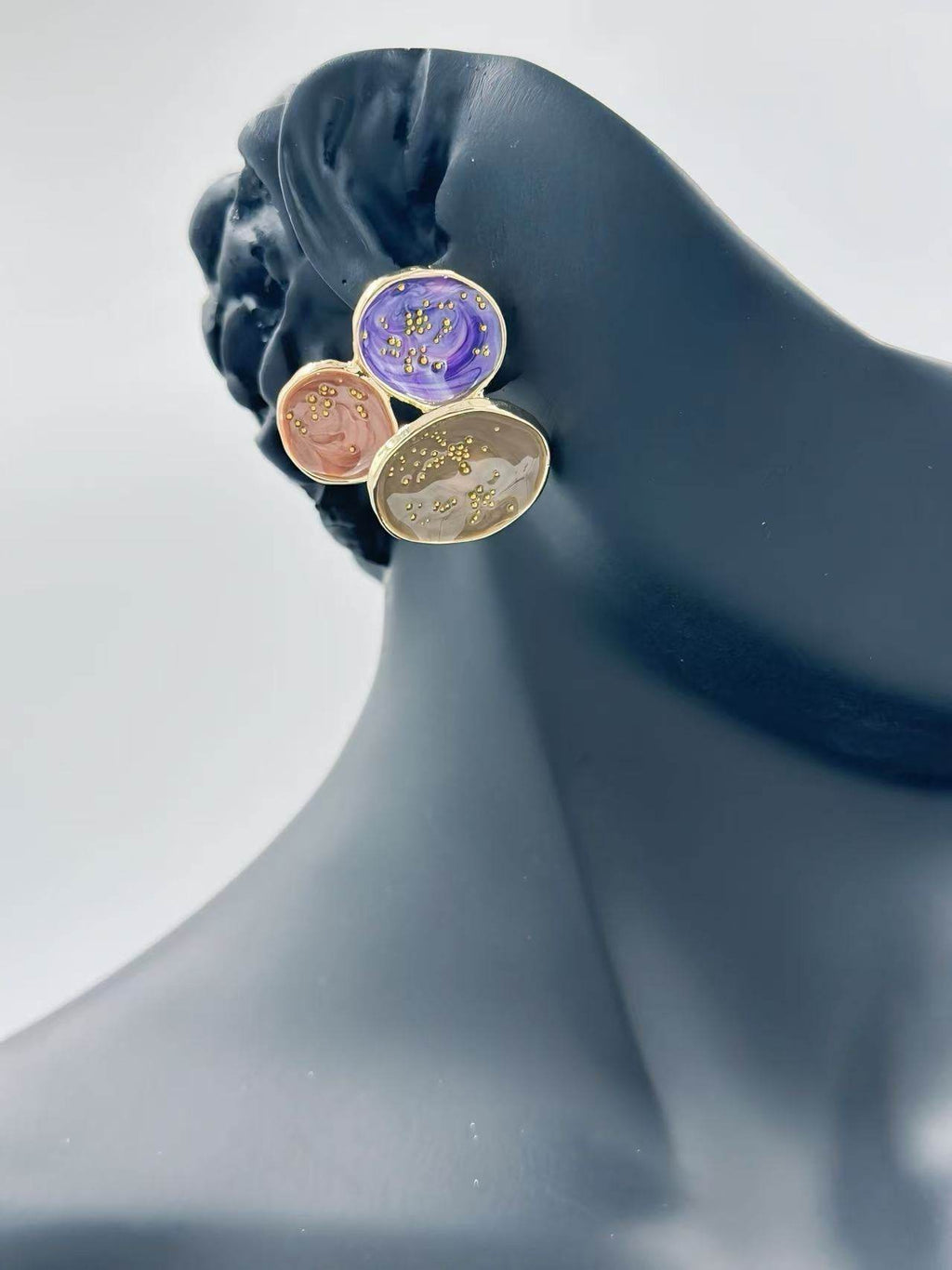 Abstract Multi-Disc Enamel Stud Earrings – Galaxy Swirl Collection - MODA ACCESSORIES