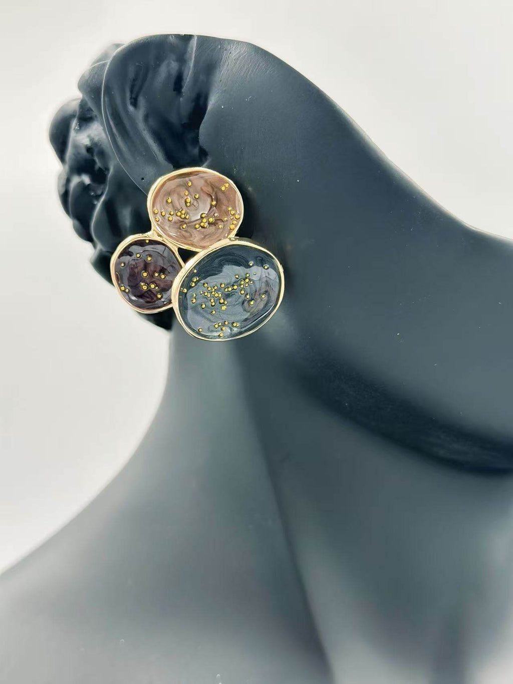 Abstract Multi-Disc Enamel Stud Earrings – Galaxy Swirl Collection - MODA ACCESSORIES