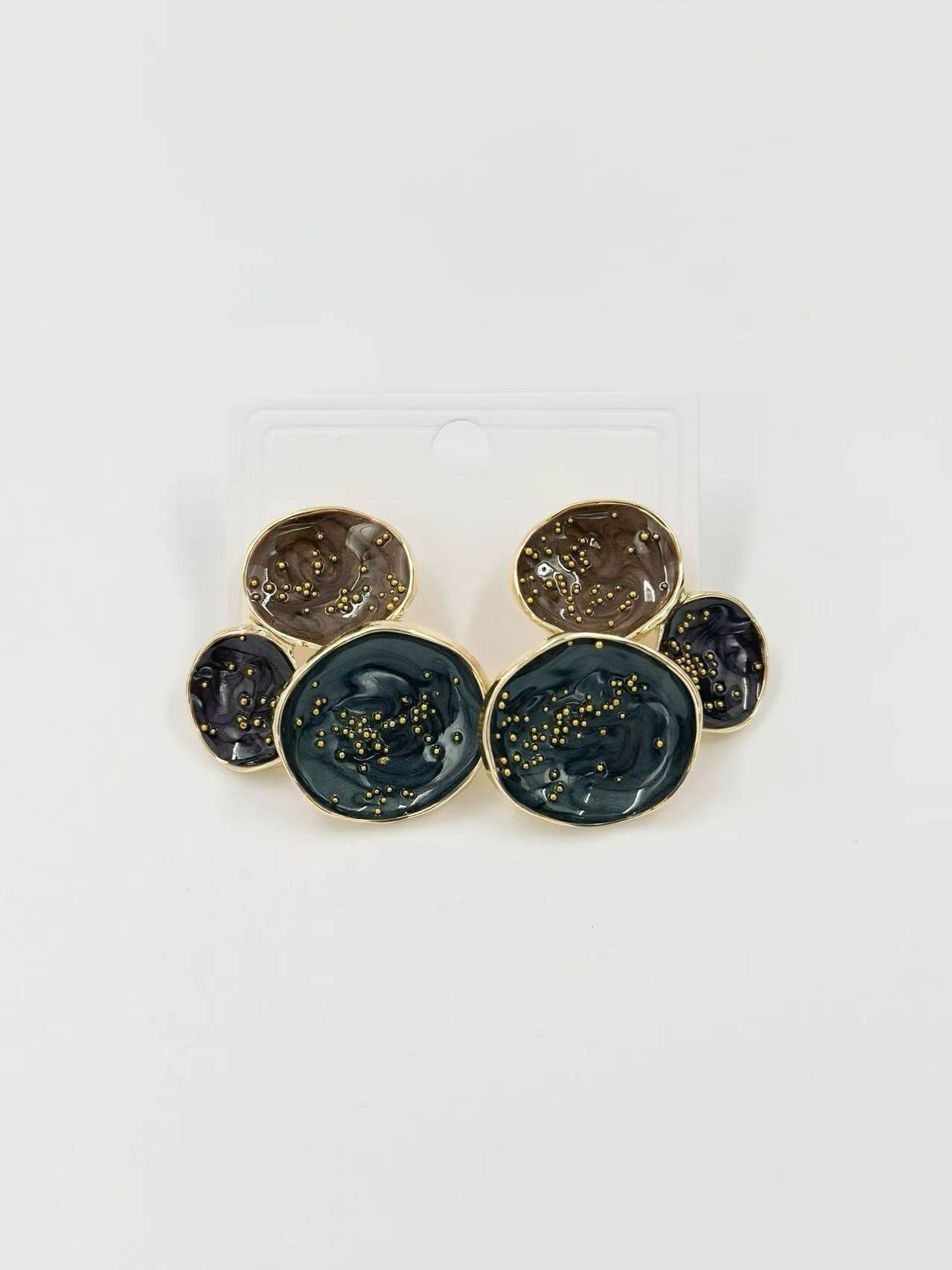 Abstract Multi-Disc Enamel Stud Earrings – Galaxy Swirl Collection - MODA ACCESSORIES