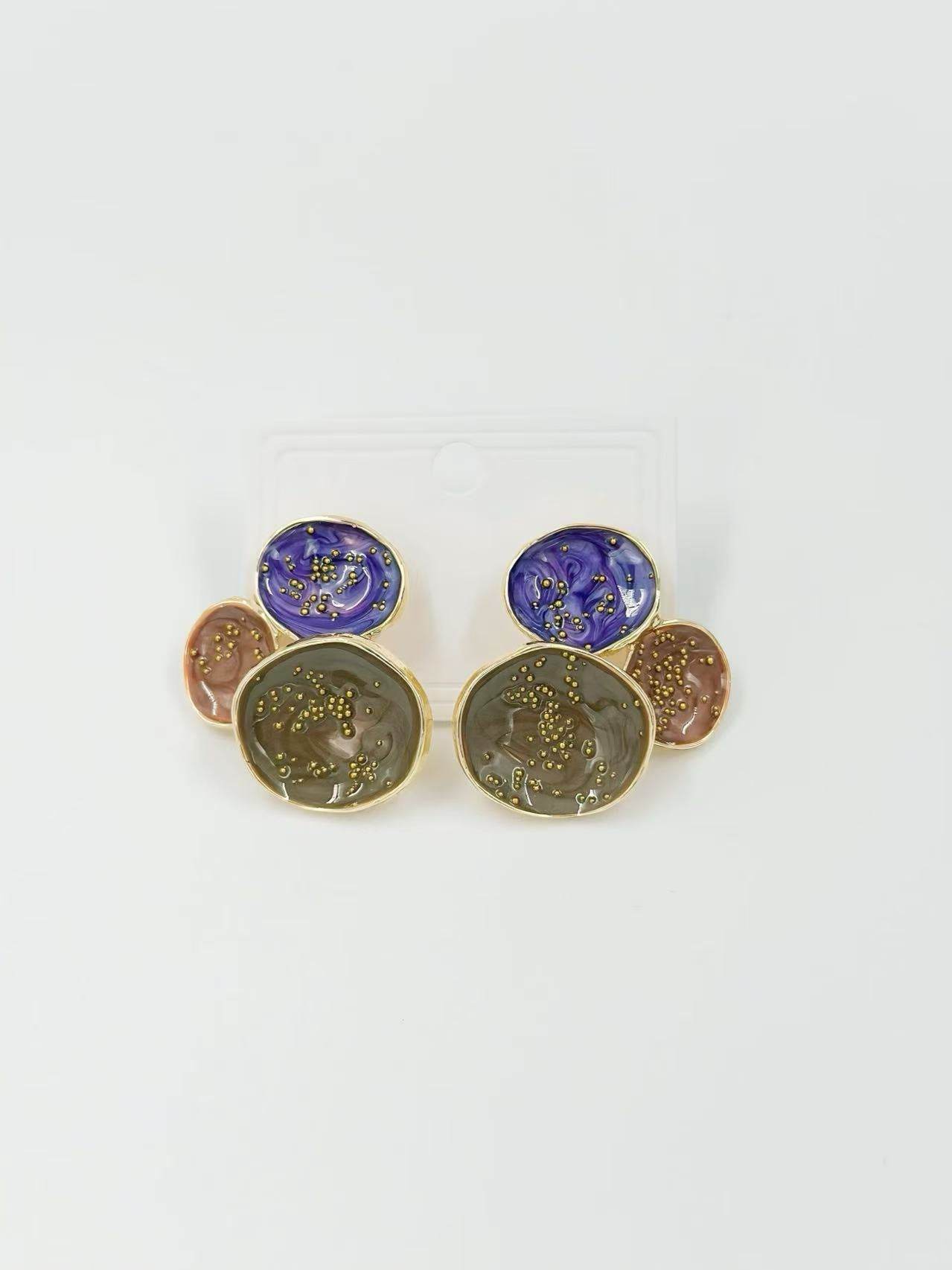 Abstract Multi-Disc Enamel Stud Earrings – Galaxy Swirl Collection - MODA ACCESSORIES