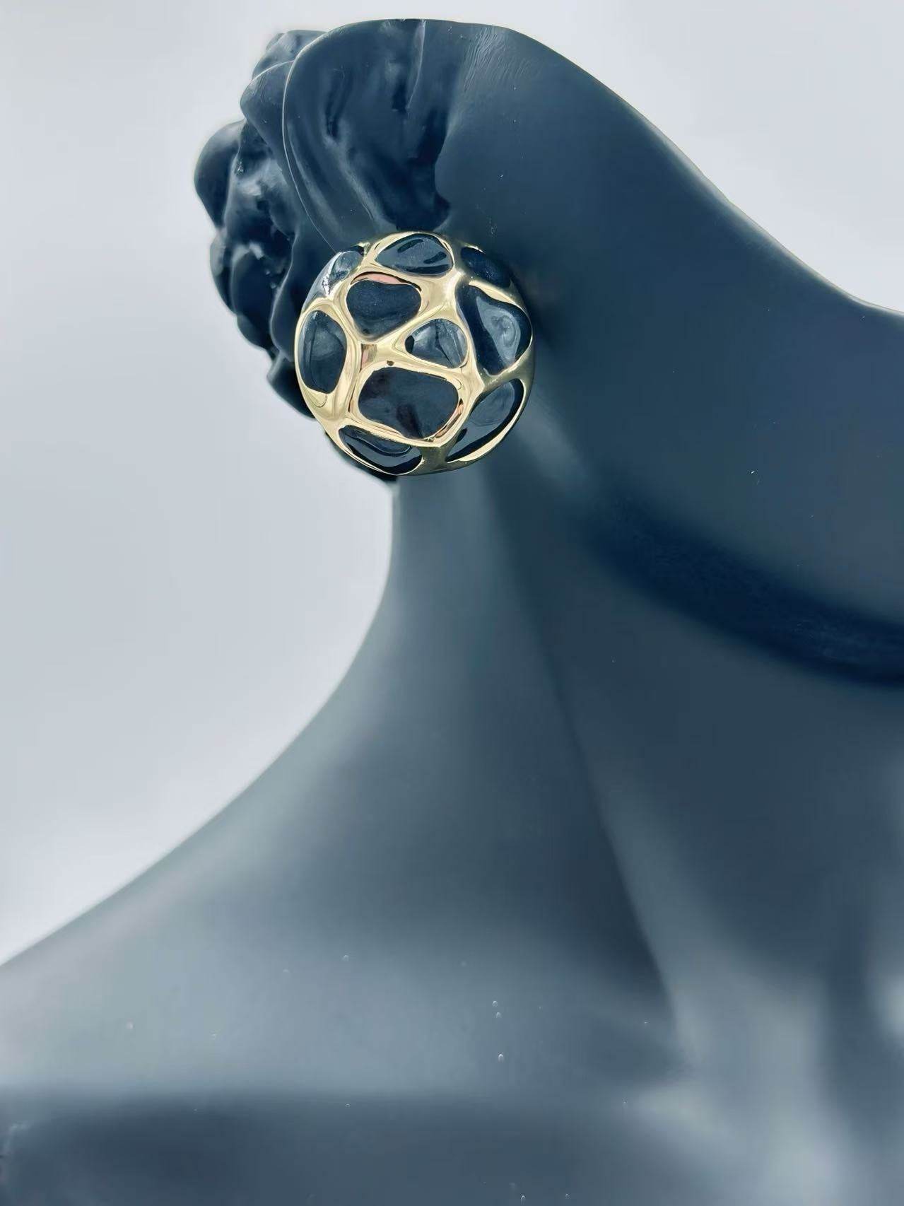 Retro Dome Mosaic Enamel Stud Earrings - MODA ACCESSORIES